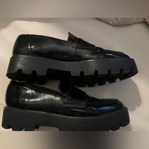 Franco Sarto Glossy Black Chunky Loafers